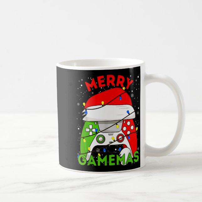Merry Gamemas Santa Hat Gamer Controller Christmas Kaffeetasse (Rechts)