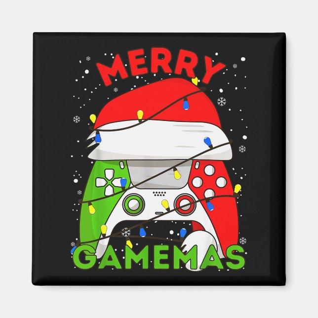 Merry Gamemas Santa Hat Gamer Controller Christmas Magnet (Vorne)