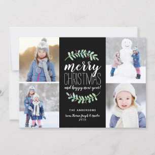 Merry Garland Holiday 4 Foto Collage Card Feiertagskarte