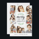 Merry Garland Holiday 8-Foto Collage Weihnachten<br><div class="desc">Stilvolle und festliche Holiday Fotokarte mit gestapelten Typografien,  die lautet: "Frohe Weihnachten und glückliches neues Jahr." Personalisieren Sie mit Ihren eigenen Fotos und Texten. Mit unseren exklusiven handbemalten Aquarelllaubern mit roten Beeren. Das ist mit einem trendigen roten Geo-Muster auf der Rückseite für eine besondere Touch.</div>