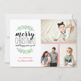 Merry Garland Holiday Christmas Collage 3-Foto Feiertagskarte