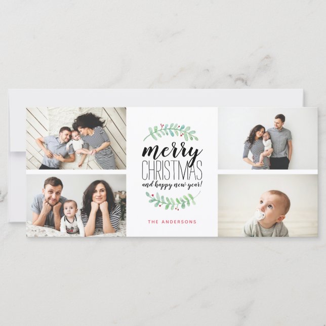 Merry Garland Holiday Weihnachten 4-Foto Collage (Vorderseite)