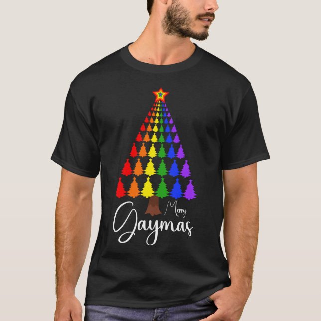 Merry Gaymas Christmas Santa Human LGBT Gay Pride T-Shirt (Vorderseite)