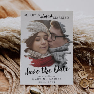 Merry gebürstet und fast Save the Date Verheiratet Feiertagskarte