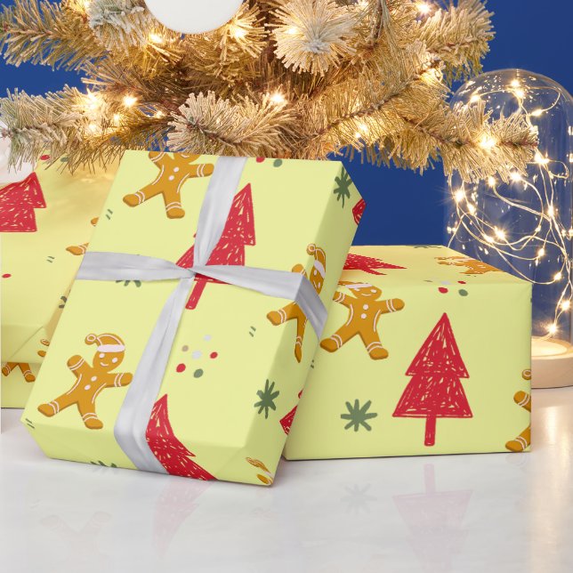 Merry gingerbread santa Snowflake Weihnachtsbaum Geschenkpapier (Feiertage)