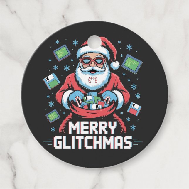 Merry Glitchmas Coding Programmer Weihnachten Geschenkanhänger (Vorderseite)