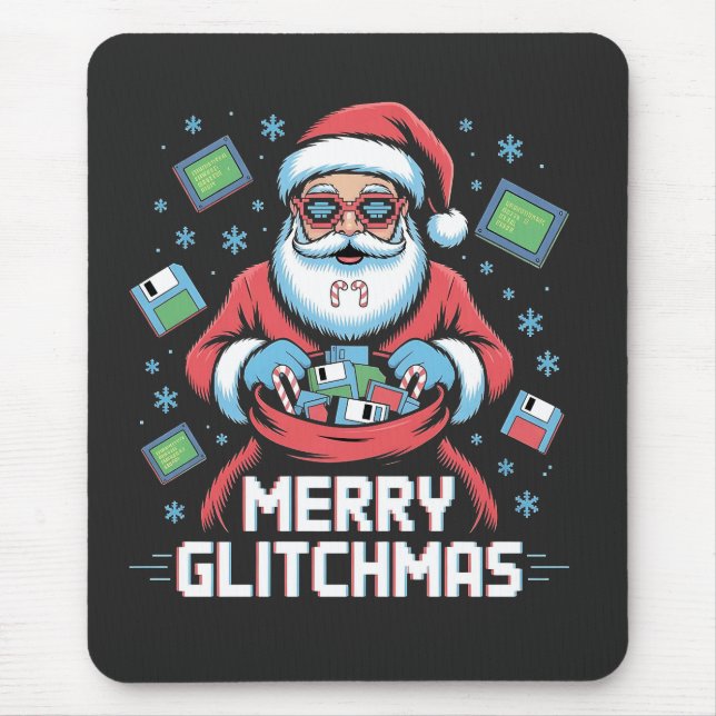 Merry Glitchmas Coding Programmer Weihnachten Mousepad (Vorne)