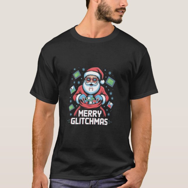 Merry Glitchmas Coding Programmer Weihnachten T-Shirt (Vorderseite)