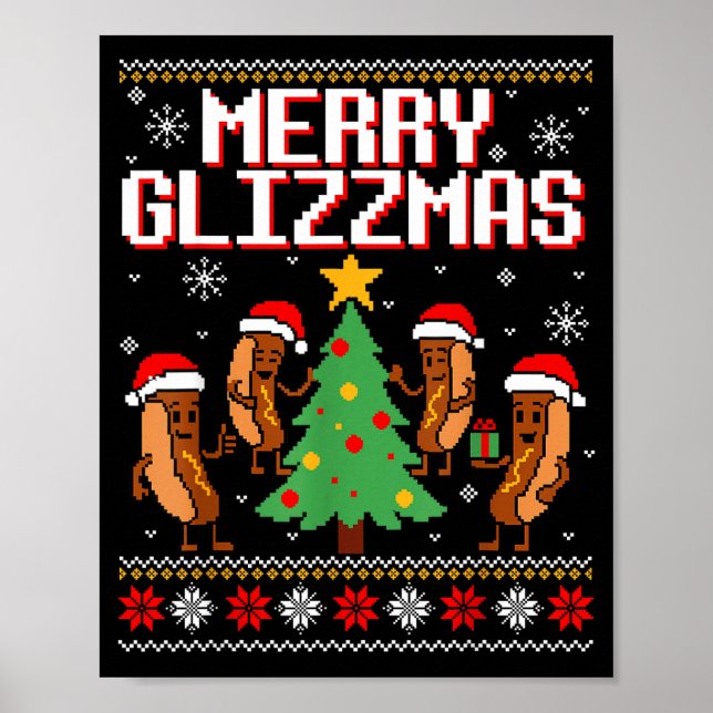 Merry Glizzmas Funny Merry Christmas Hotdogs Xmas  Poster (Vorne)