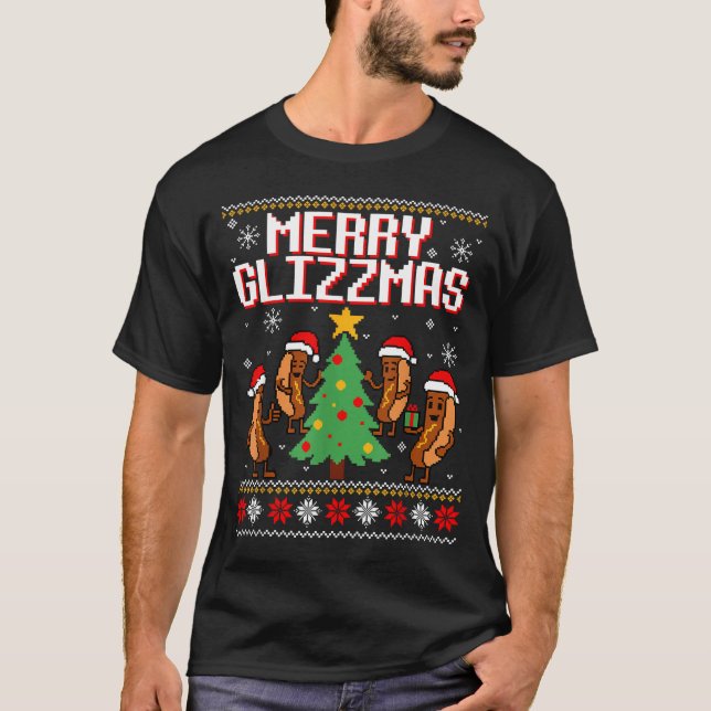 Merry Glizzmas Funny Merry Christmas Hotdogs Xmas  T-Shirt (Vorderseite)
