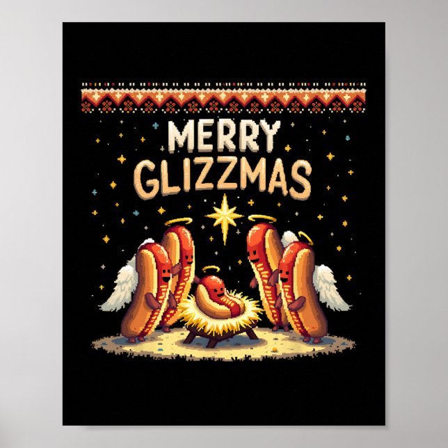 Merry Glizzmas Hot Hunde Humor Funny Food Liebhabe Poster (Vorne)