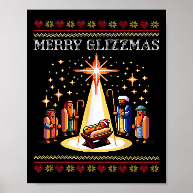 Merry Glizzmas Tacky Funny Merry Christmas Hot Dog Poster (Vorne)