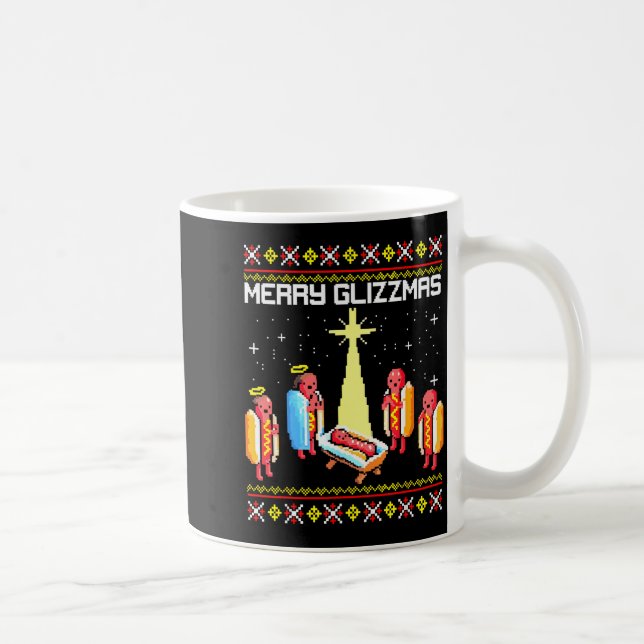 Merry Glizzmas Tacky Funny Merry Christmas Hotdogs Kaffeetasse (Rechts)