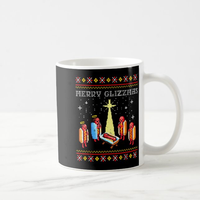 Merry Glizzmas Ugly Christmas Sweater Funny Hot Do Kaffeetasse (Rechts)