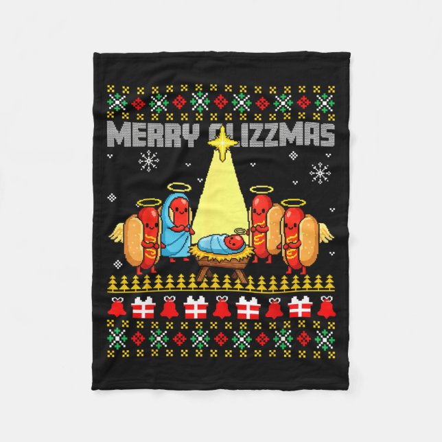 Merry Glizzmas Ugly Christmas Sweaters Hot Dogs Xm Fleecedecke (Vorderseite)