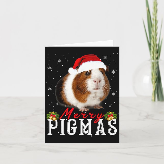 Merry Gmas Face Mask Funny Guinea G Christmas Sant Karte (Vorderseite)