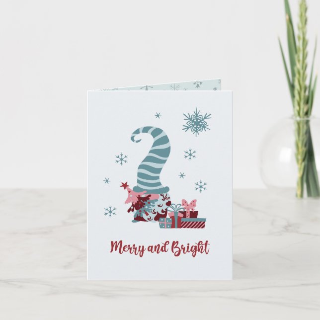 Merry Gnome Christmas Karte (Vorderseite)