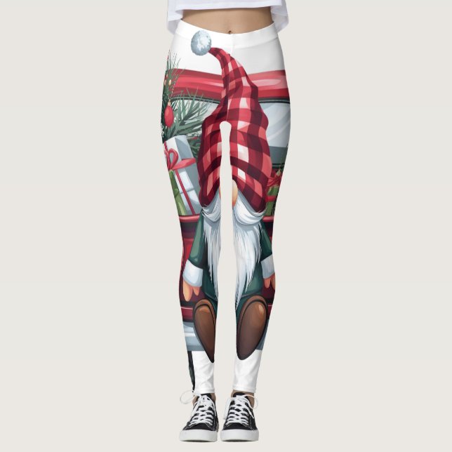 Merry Gnomes mit Candy Canes Leggings (Vorderseite)