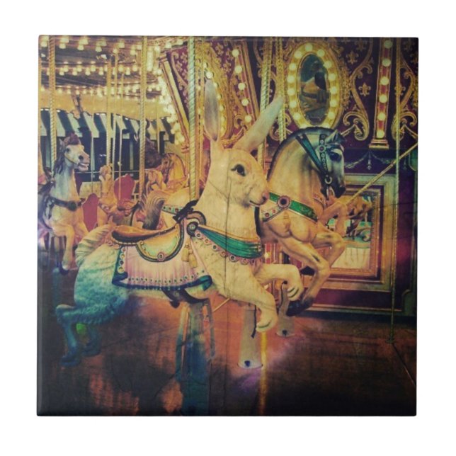 Merry Go Round Animals Grunge Fliese (Vorderseite)