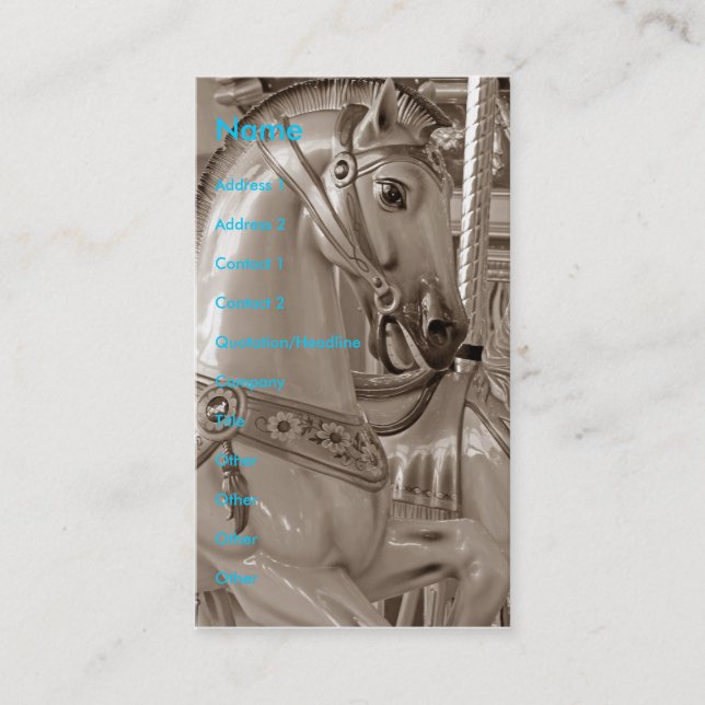 Merry-Go-Round-Horse in Sepia Visitenkarte (Vorderseite)