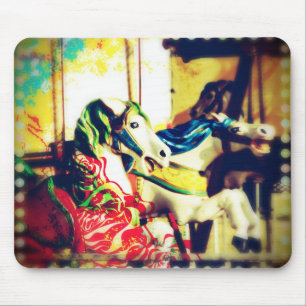 Merry-Go-Round Horses Sommer Rückblende Digitale K Mousepad