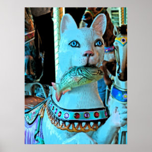 Merry-Go-Round Kitty mit Fisch Poster
