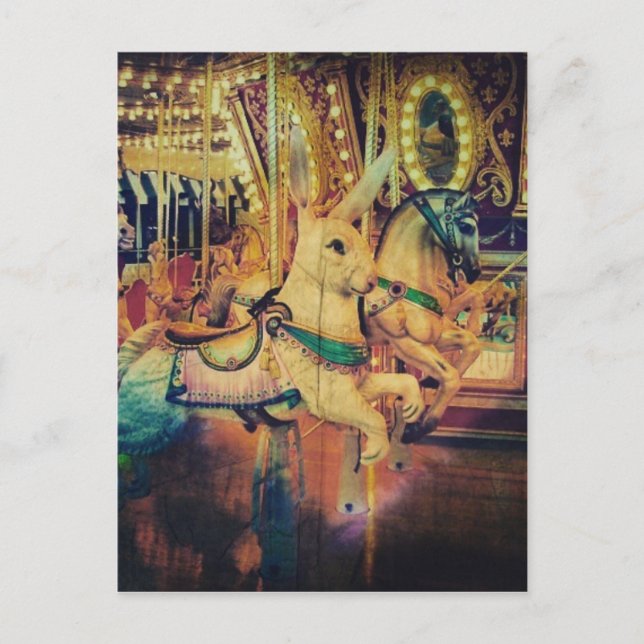 Merry Go Round Rabbit Postkarte (Vorderseite)
