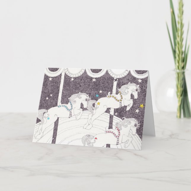 Merry Go Round und Round Feiertagskarte (Vorderseite)