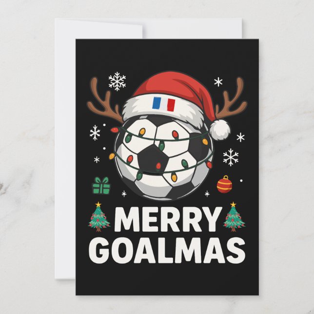 Merry Goalmas France - Funny Soccer Christmas Einladung (Vorderseite)