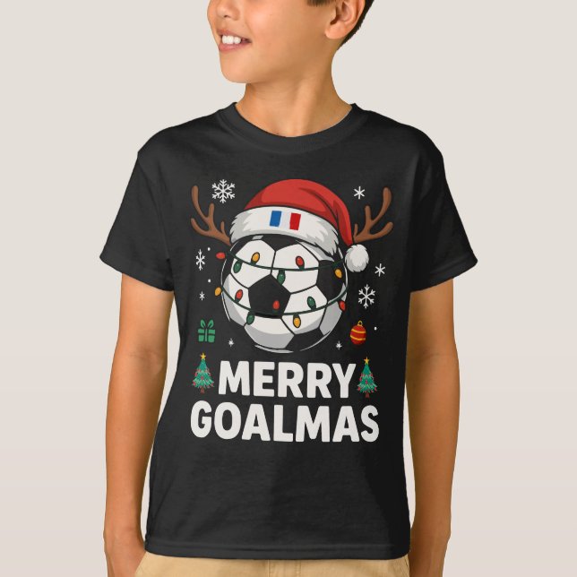 Merry Goalmas France - Funny Soccer Christmas T-Shirt (Vorderseite)