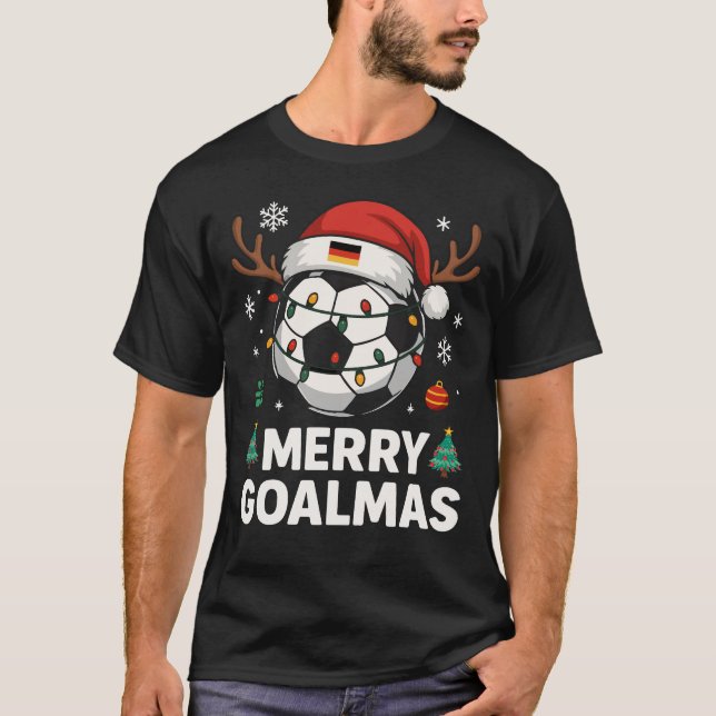 Merry Goalmas - Funny Soccer Christmas T-Shirt (Vorderseite)