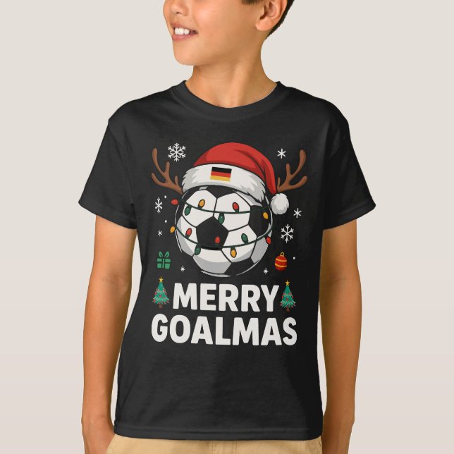Merry Goalmas - Funny Soccer Christmas T-Shirt (Vorderseite)