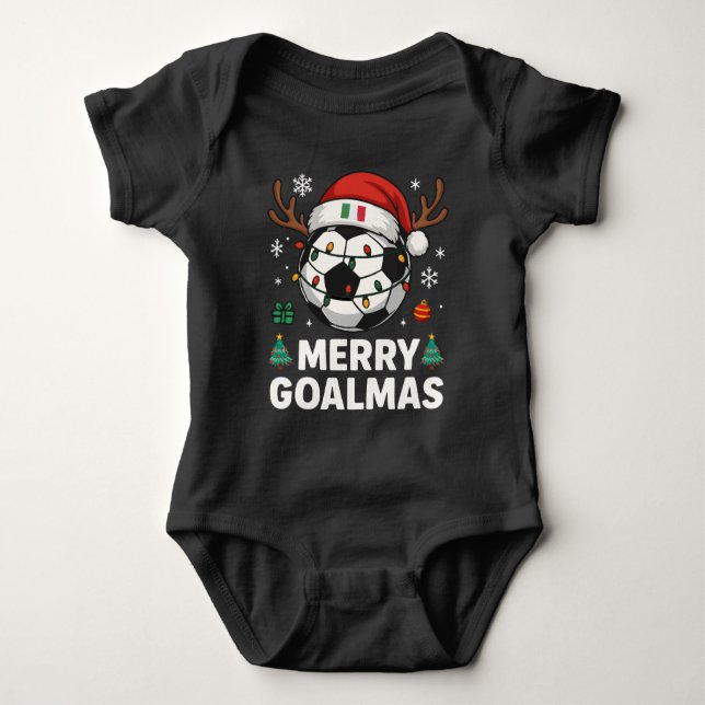 Merry Goalmas Italy - Funny Soccer Christmas Baby Strampler (Vorderseite)