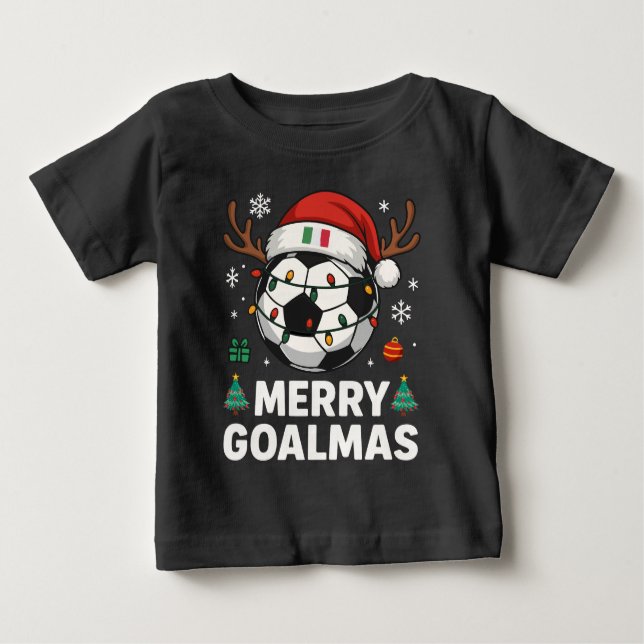 Merry Goalmas Italy - Funny Soccer Christmas Baby T-shirt (Vorderseite)