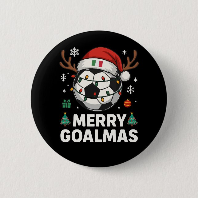 Merry Goalmas Italy - Funny Soccer Christmas Button (Vorderseite)
