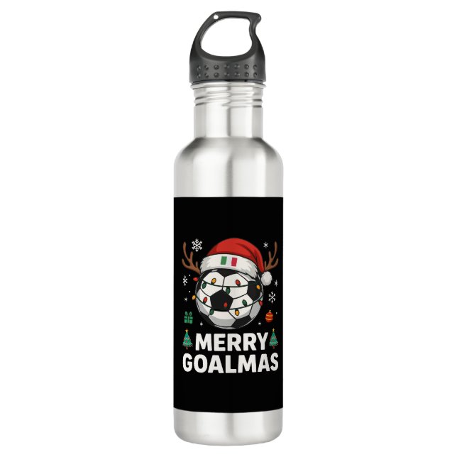 Merry Goalmas Italy - Funny Soccer Christmas Edelstahlflasche (Vorderseite)