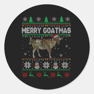 Merry Goatmas Lights Santa Goat Bauer Runder Aufkleber