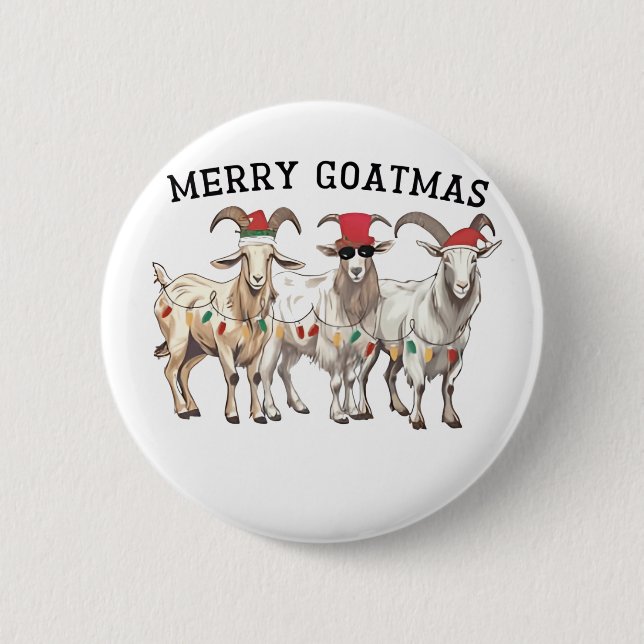 Merry Goatmas Tierziege Lover Frohe Weihnachten Button (Vorderseite)