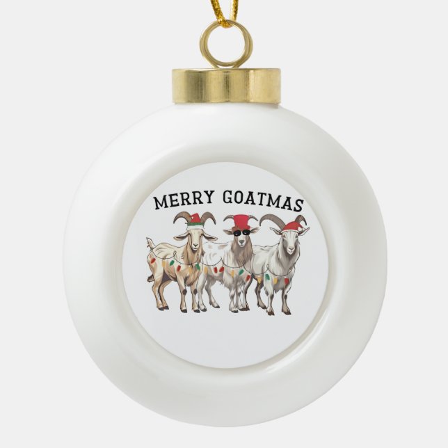 Merry Goatmas Tierziege Lover Frohe Weihnachten Keramik Kugel-Ornament (Vorderseite)