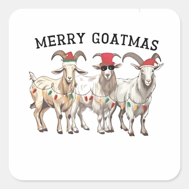 Merry Goatmas Tierziege Lover Frohe Weihnachten Quadratischer Aufkleber (Vorderseite)