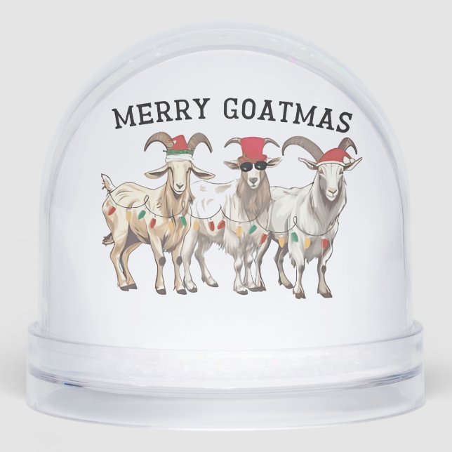 Merry Goatmas Tierziege Lover Frohe Weihnachten Schneekugeln (Vorderseite)