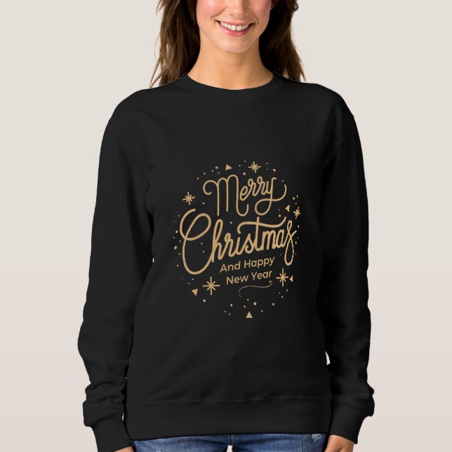 Merry Gold Christmas Novelty blk Sweatshirt (Vorderseite)