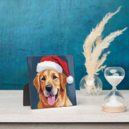 Merry Golden Retriever | Weihnachtsmannmütze Dog W Fotoplatte