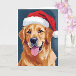 Merry Golden Retriever | Weihnachtsmannmütze Dog W Karte