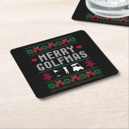 Merry Golfmas Golf Golfing Golfer Ugly Weihnachten Rechteckiger Pappuntersetzer
