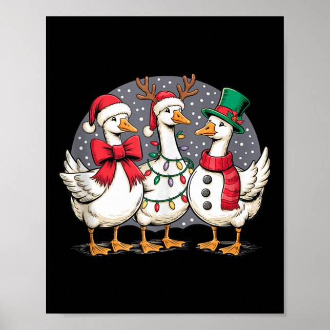 Merry Goose Funny Christmas Silly Humor Family Chr Poster (Vorne)