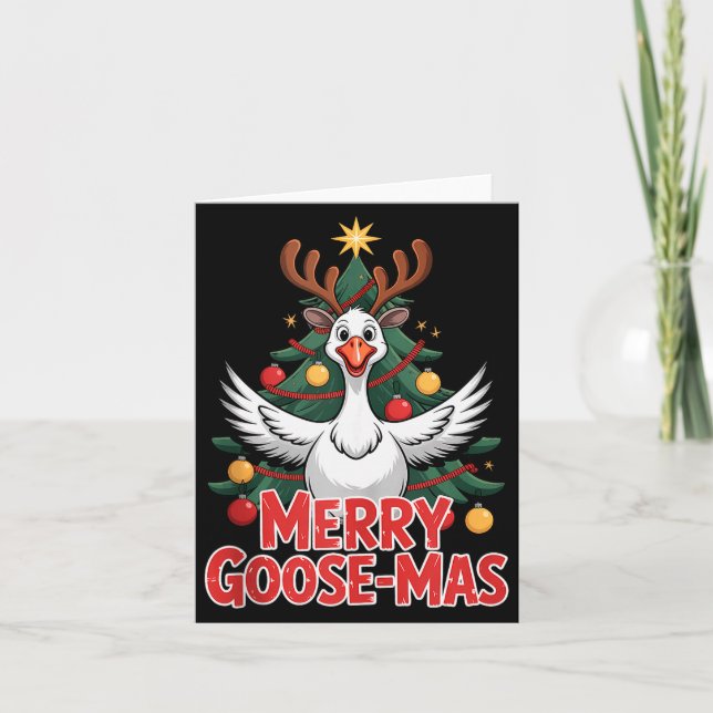 Merry Goose-mas Reindeer Antlers Funny Christmas G Karte (Vorderseite)