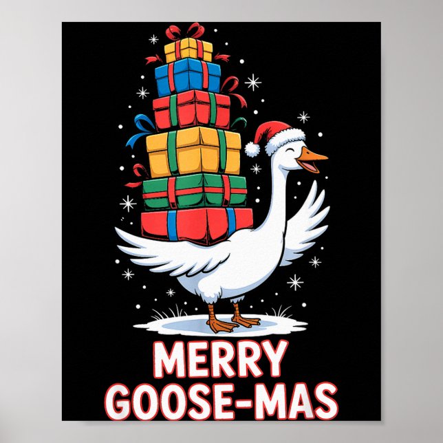 Merry Goose-mas With Xmas Funny Christmas Goose  Poster (Vorne)