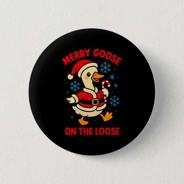 Merry Goose On The Loose Silly Christmas Holiday F Button (Vorderseite)
