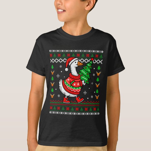 Merry Goosemas Christmas Funny Family Ugly Xmas Me T-Shirt (Vorderseite)